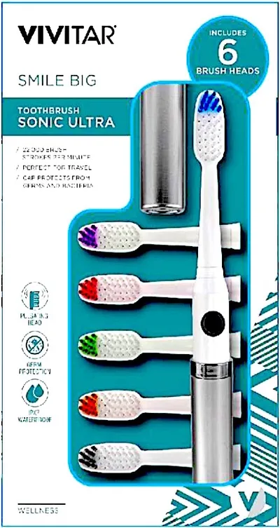 Health Beauty & Fitness Vivitar Sonic Travel Toothbrush w/6 Brush Heads