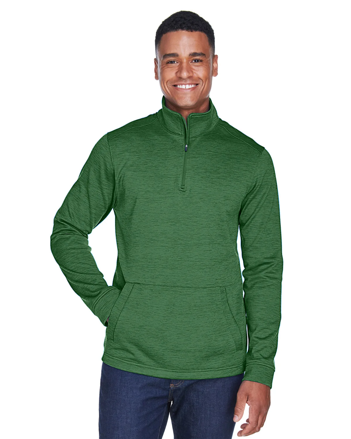 Devon and Jones Men's Newbury Mélange Fleece Quarter-Zip view 3