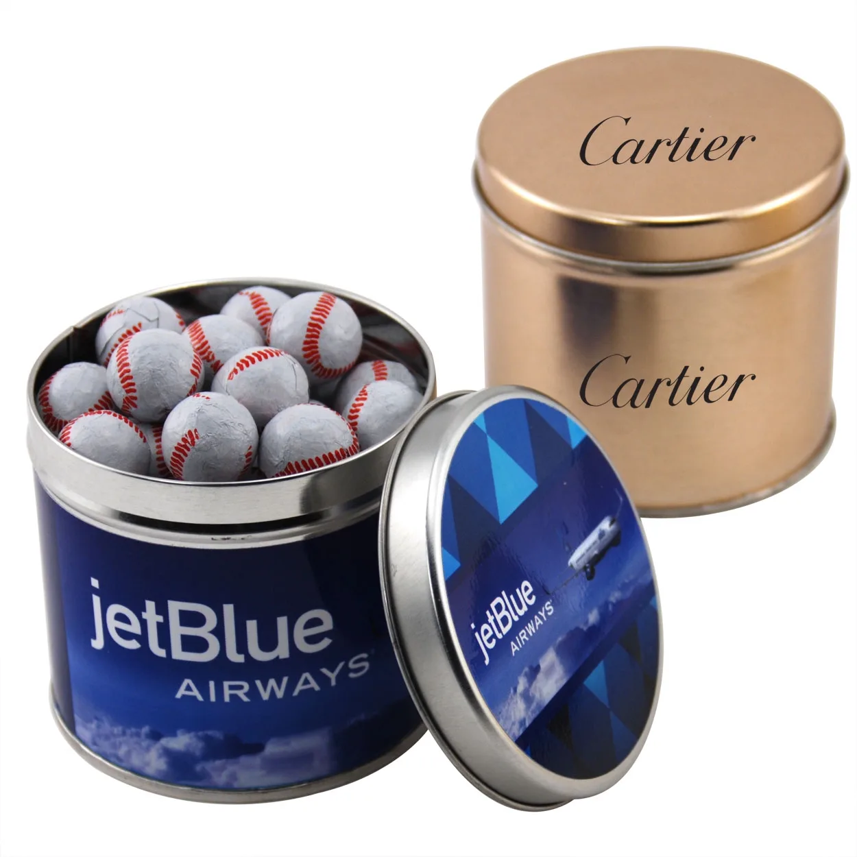 Round Tin w/Chocolate Baseballs