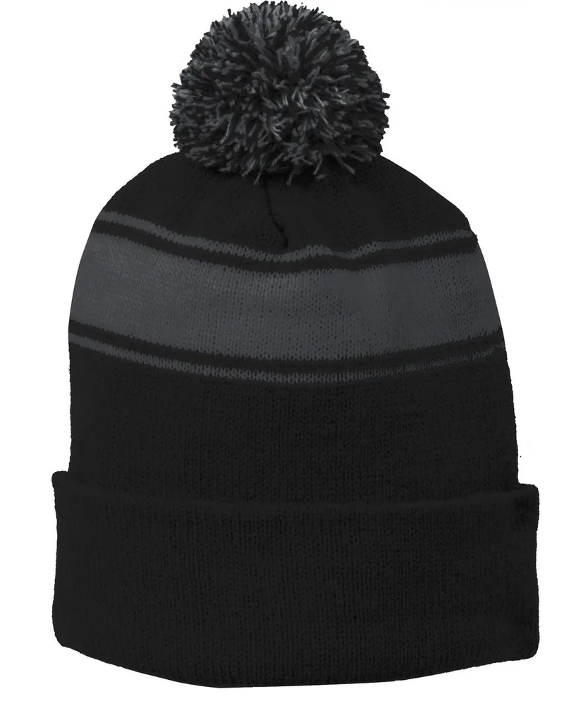 Sport-Tek® Stripe Pom Pom Beanie.