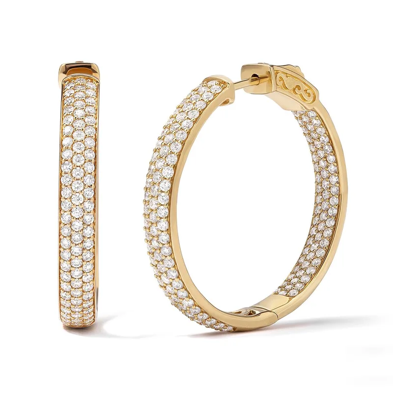 Jilco Inc Diamond Pave Hoop Earrings - 2.40twt