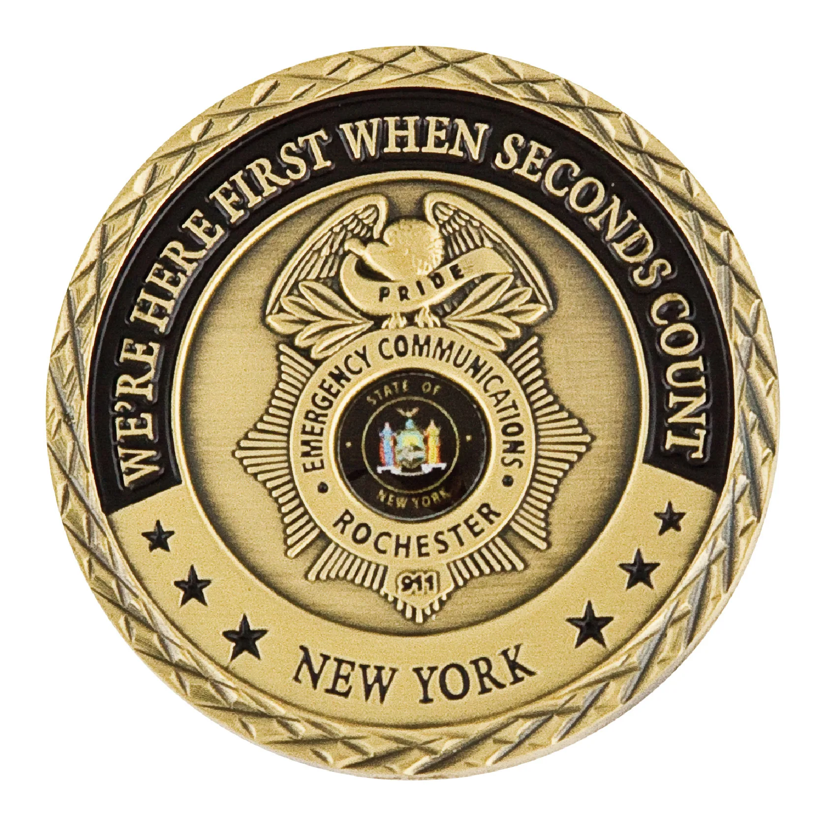 1.75" Brass Challenge Coin w/Antique Gold Plating view 2
