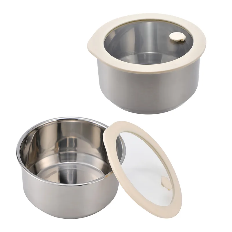 Prima 38 oz Microwaveable Stainless Steel Bowl With Vented Glass Lid view 2
