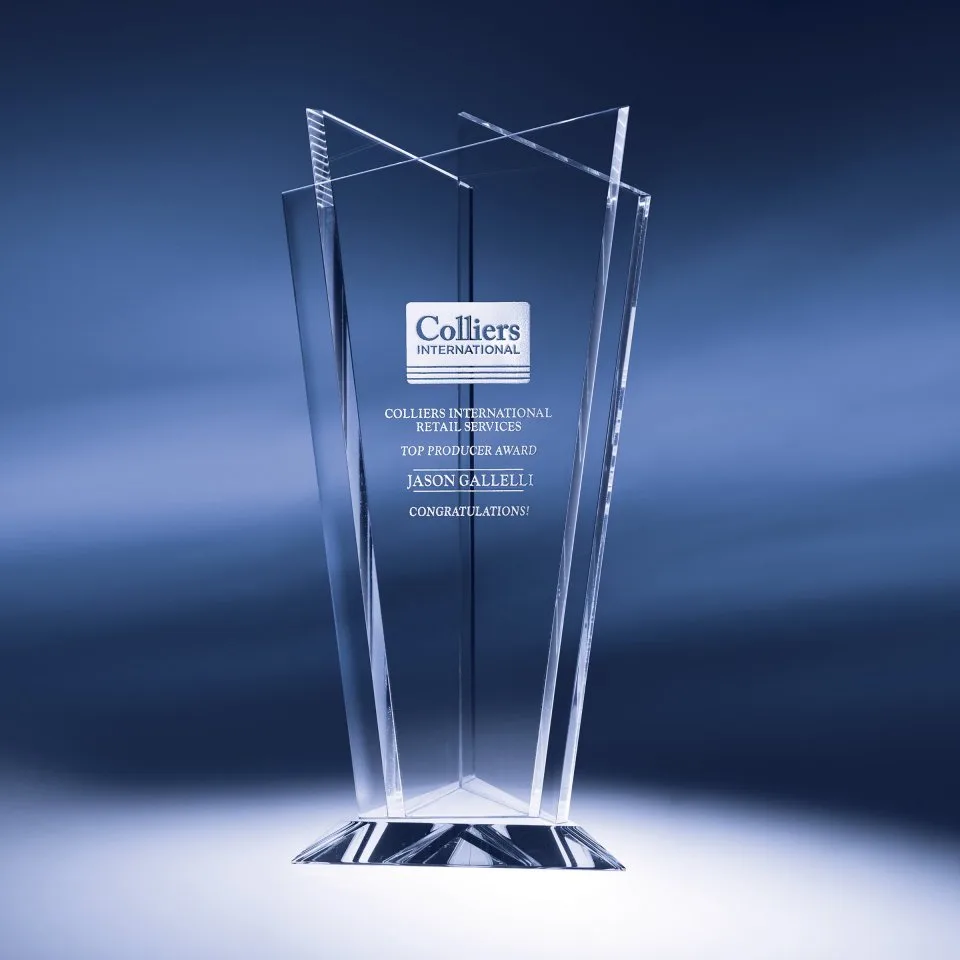 10" Trio Crystal Vase Award