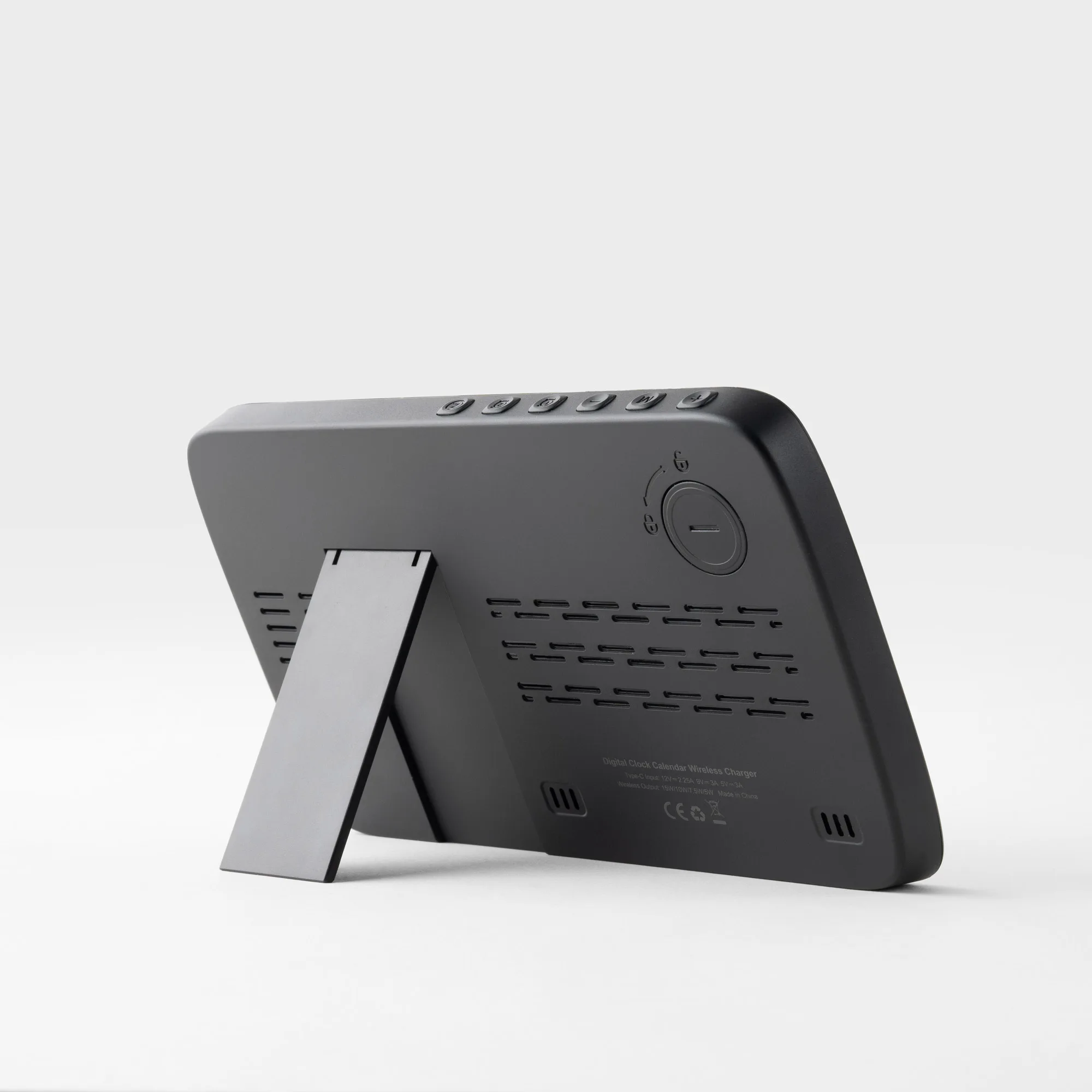 Obelisk, Wireless Charging Phone Stand with Digital Alarm Clock and Temperature / Humidity Display view 4
