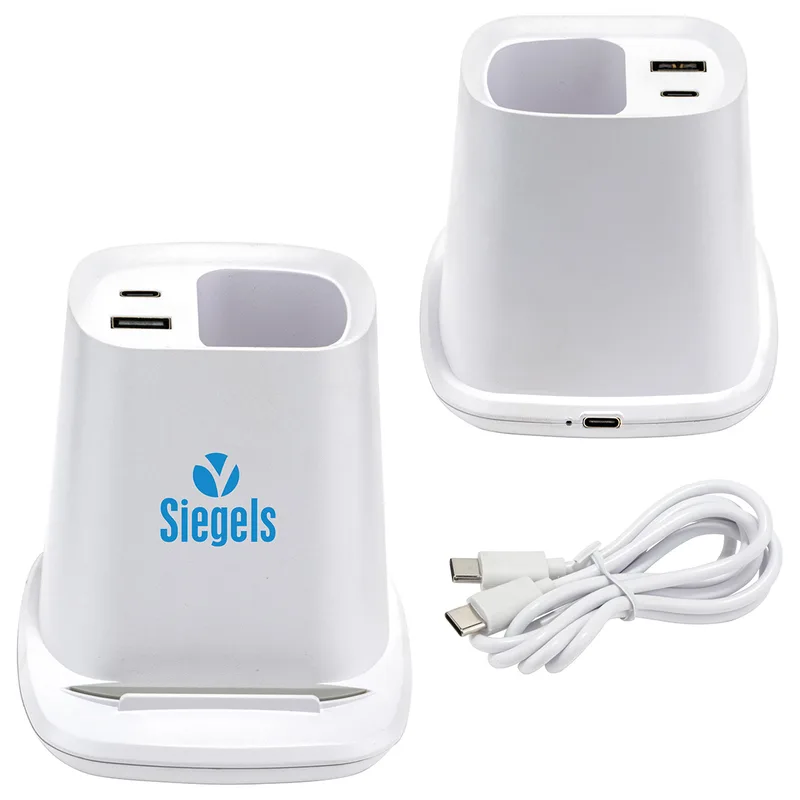Annex Wireless Charging Stand with Dual Ports & Pen Holder