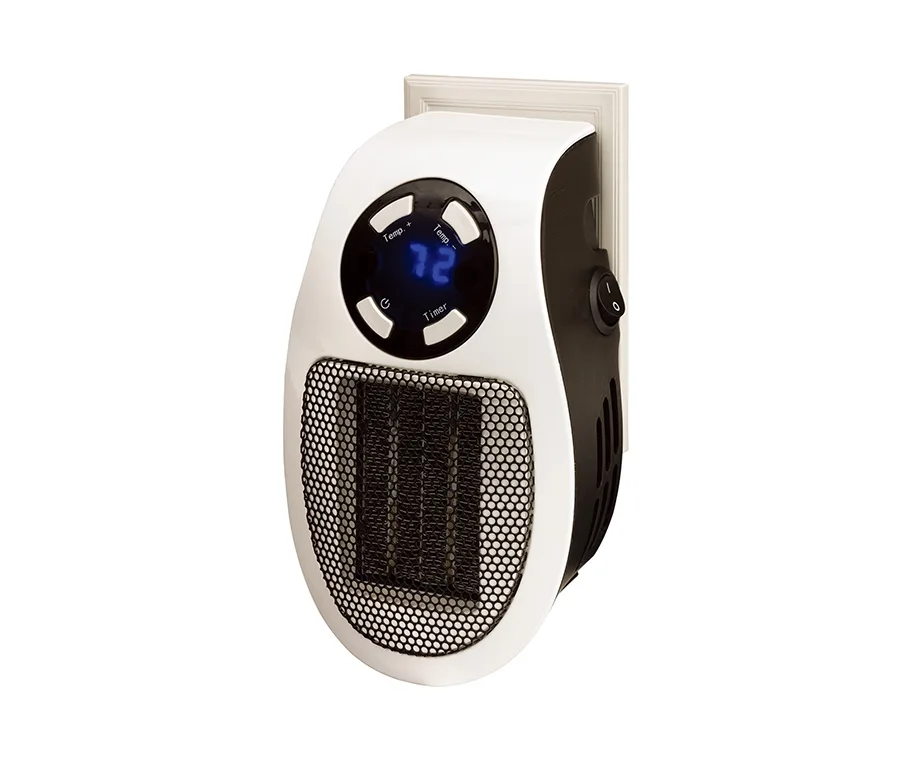 350w White/Black Plug-In Wall Outlet Personal Heater