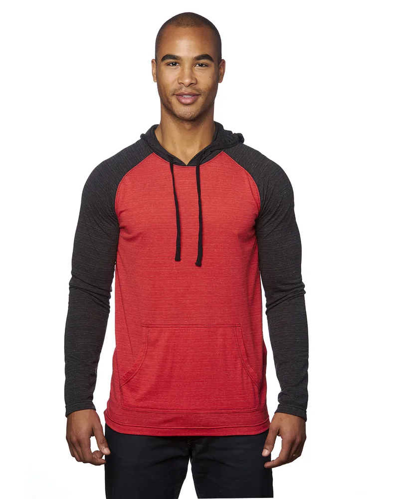 Burnside Adult Raglan Sleeve Striped Jersey Hooded T-Shirt view 6