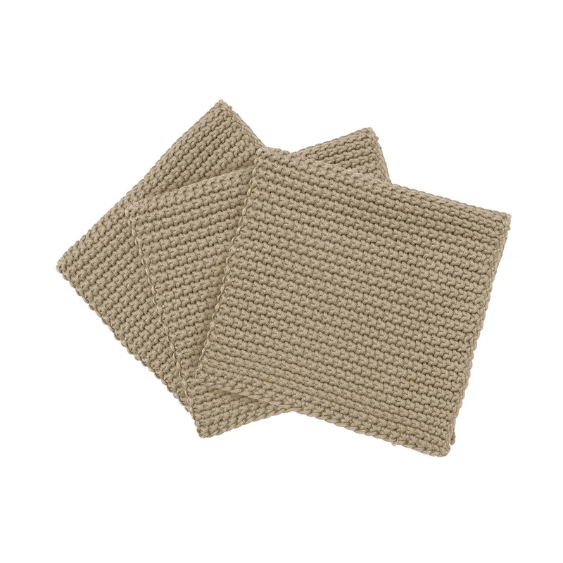 Blomus Knitted Dish Cloths Set Of 3 Cotton - Nomad Beige