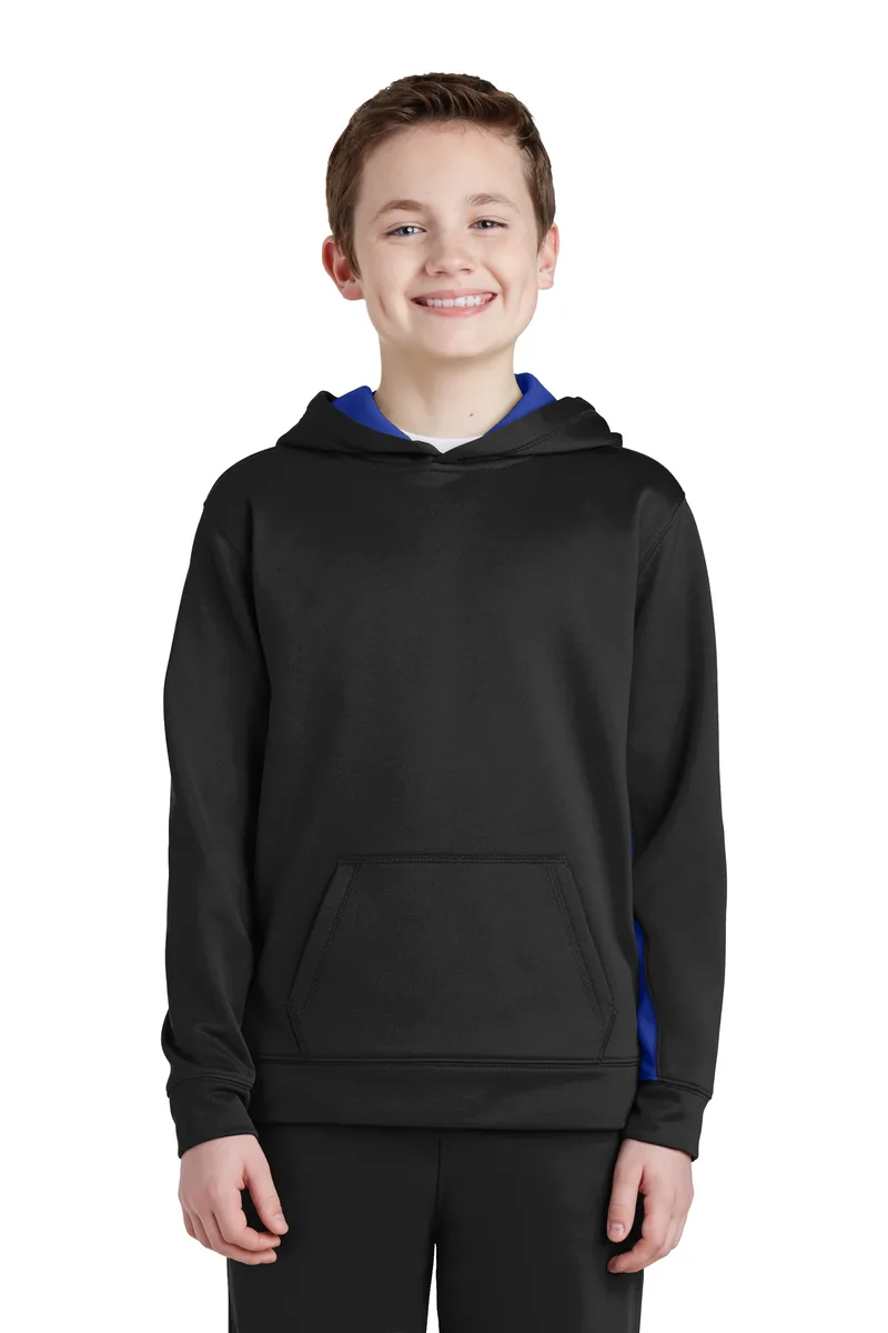 Sport-Tek® Youth Sport-Wick® Fleece Colorblock Hooded Pullover.