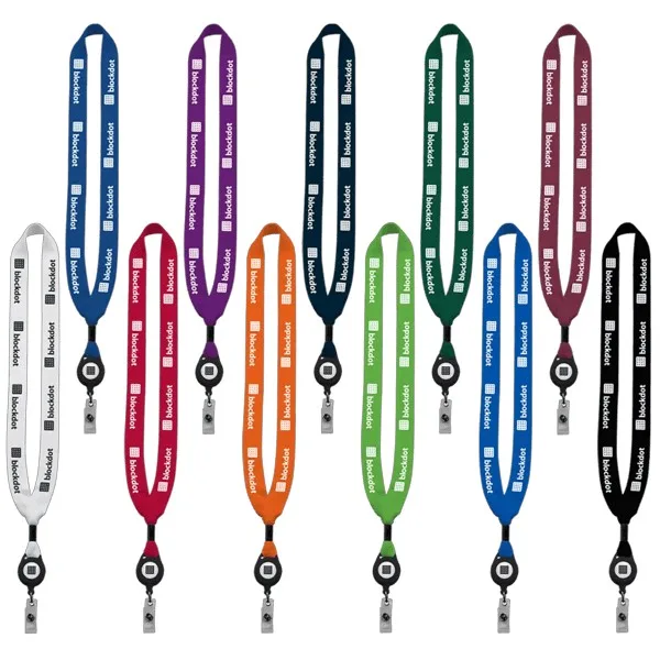 3/4" Cotton Lanyard with Metal Crimp & Retractable Badge Reel