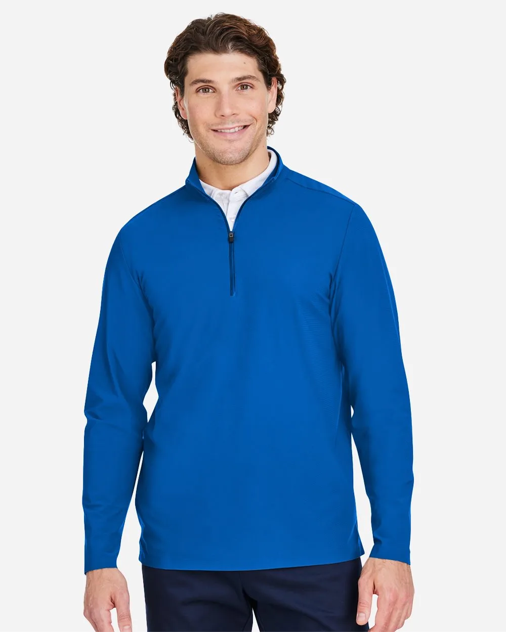 Devon and Jones® Men's CrownLux Performance® Windsor Welded Quarter-Zip Pullover Sweater view 2