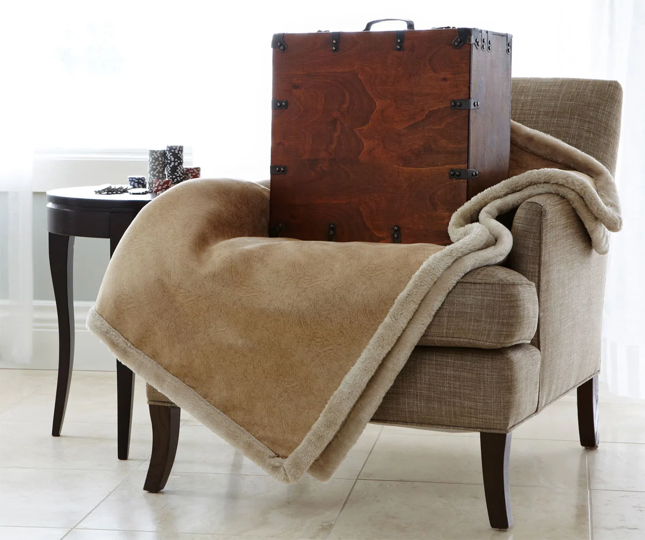 Faux Leather Throw (Embroidery) view 2
