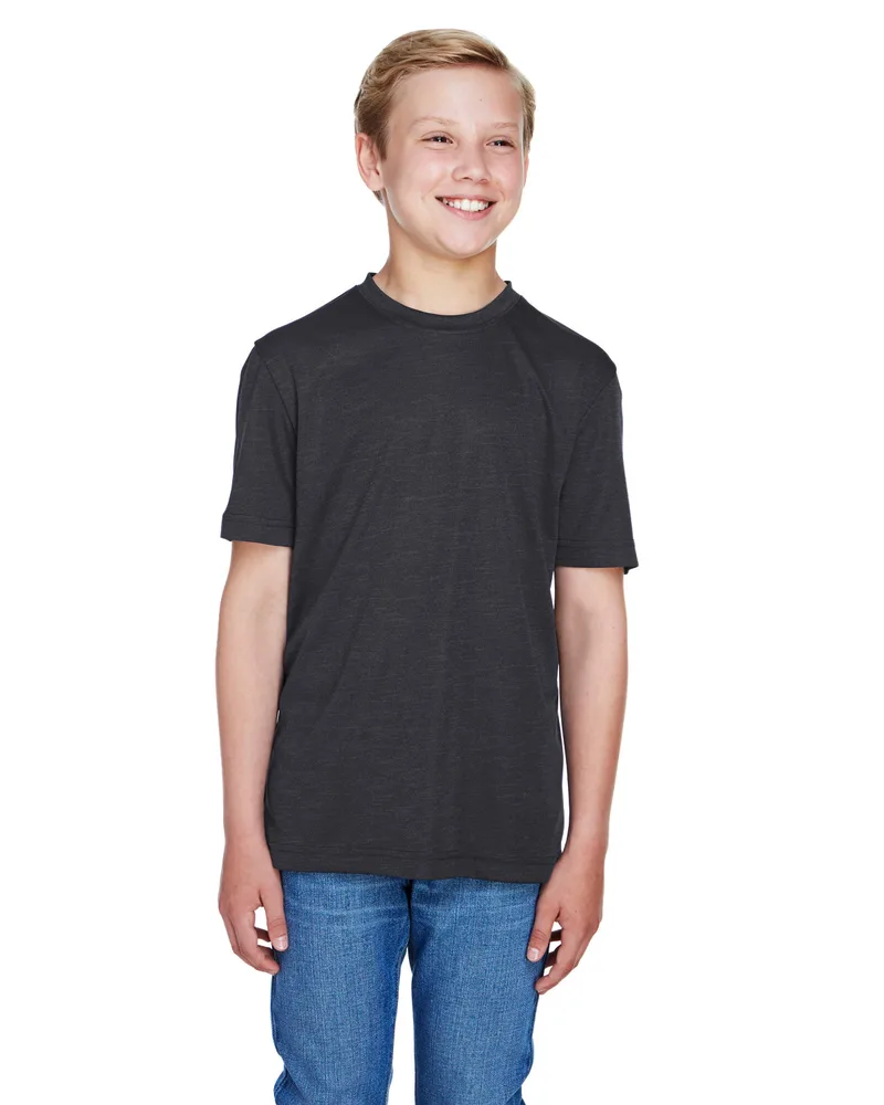 Team 365 Youth Sonic Heather Performance Short Sleeve T-Shirt view 2