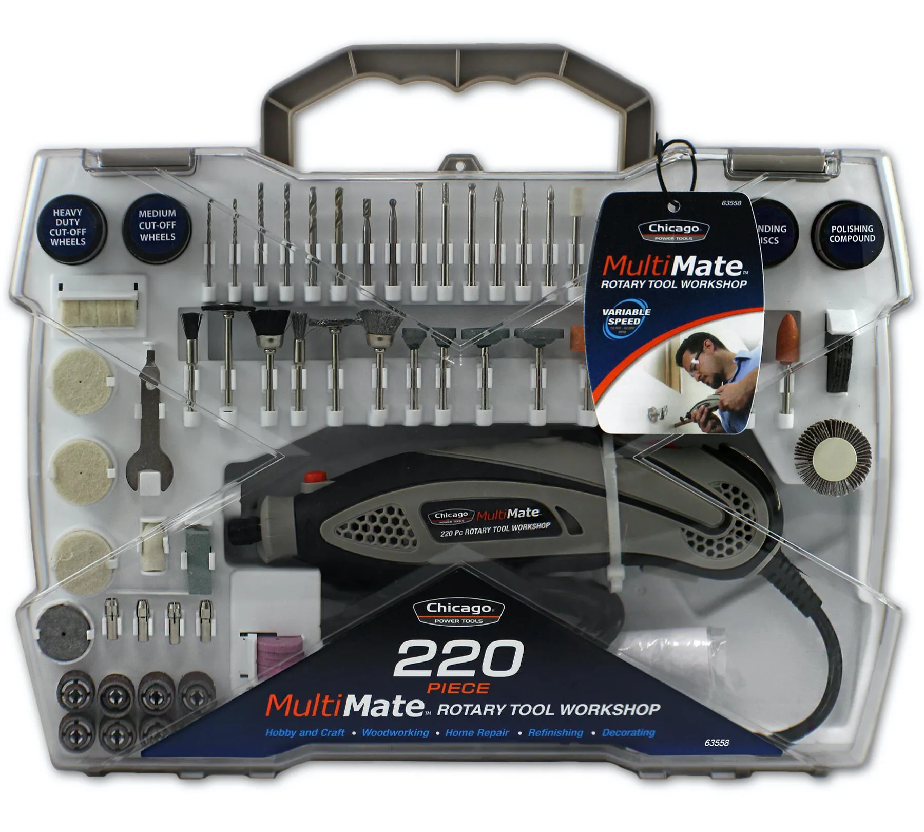 Allied Chicago Power Tool Multimate 220-Piece Rotary Tool Set