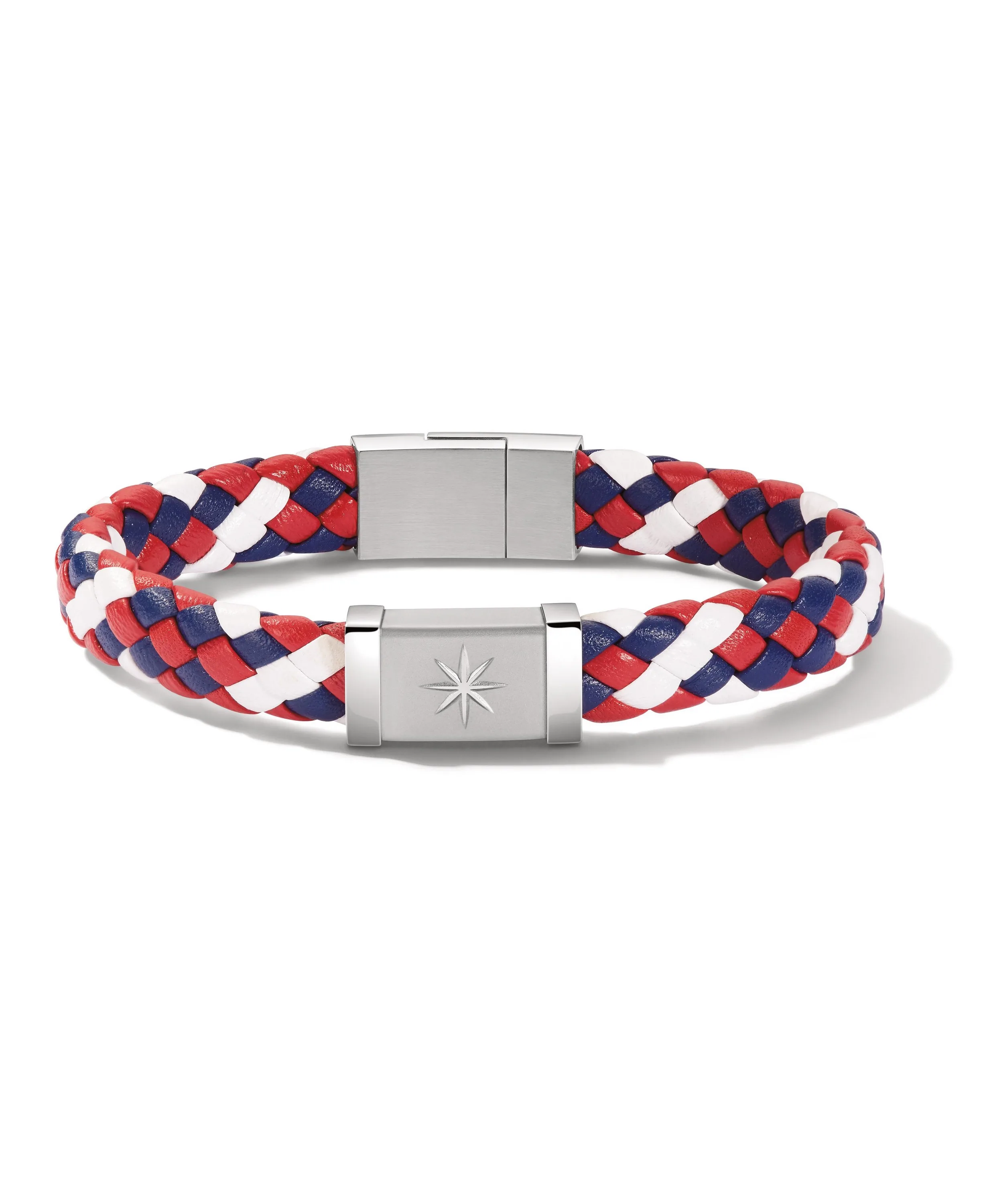Bulova Jewelry Marine Star Red - White And Blue Leather Bracelet