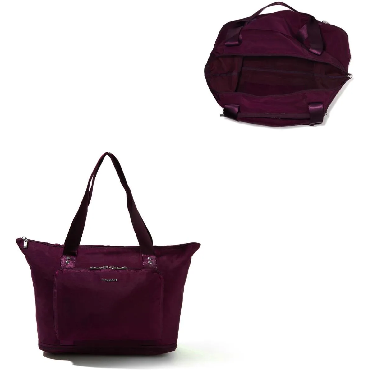Baggallini Carryall Expandable Packable Tote Bag - Mulberry Purple