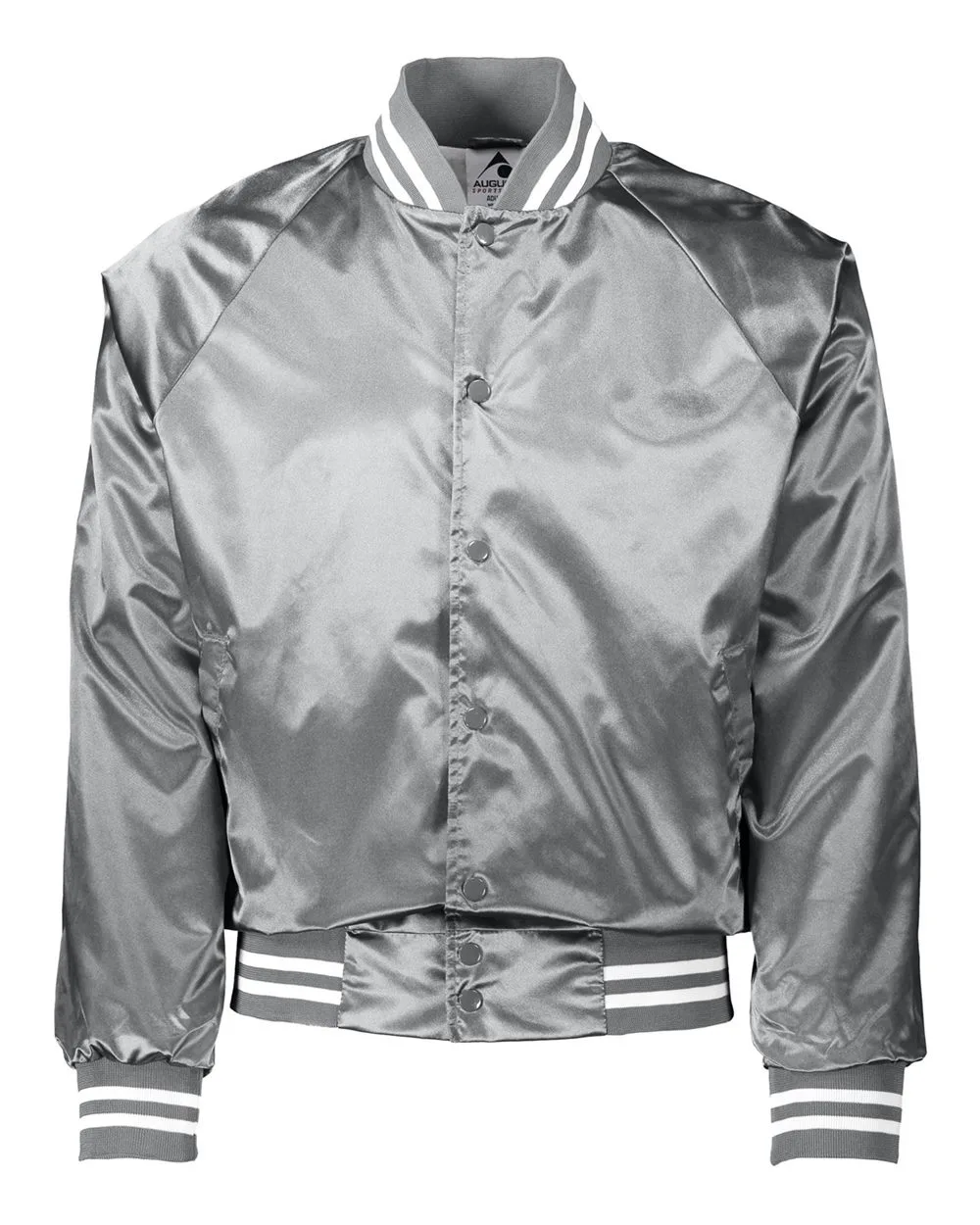 Augusta Sportswear® Satin Baseball Jacket w/Striped Trim view 4