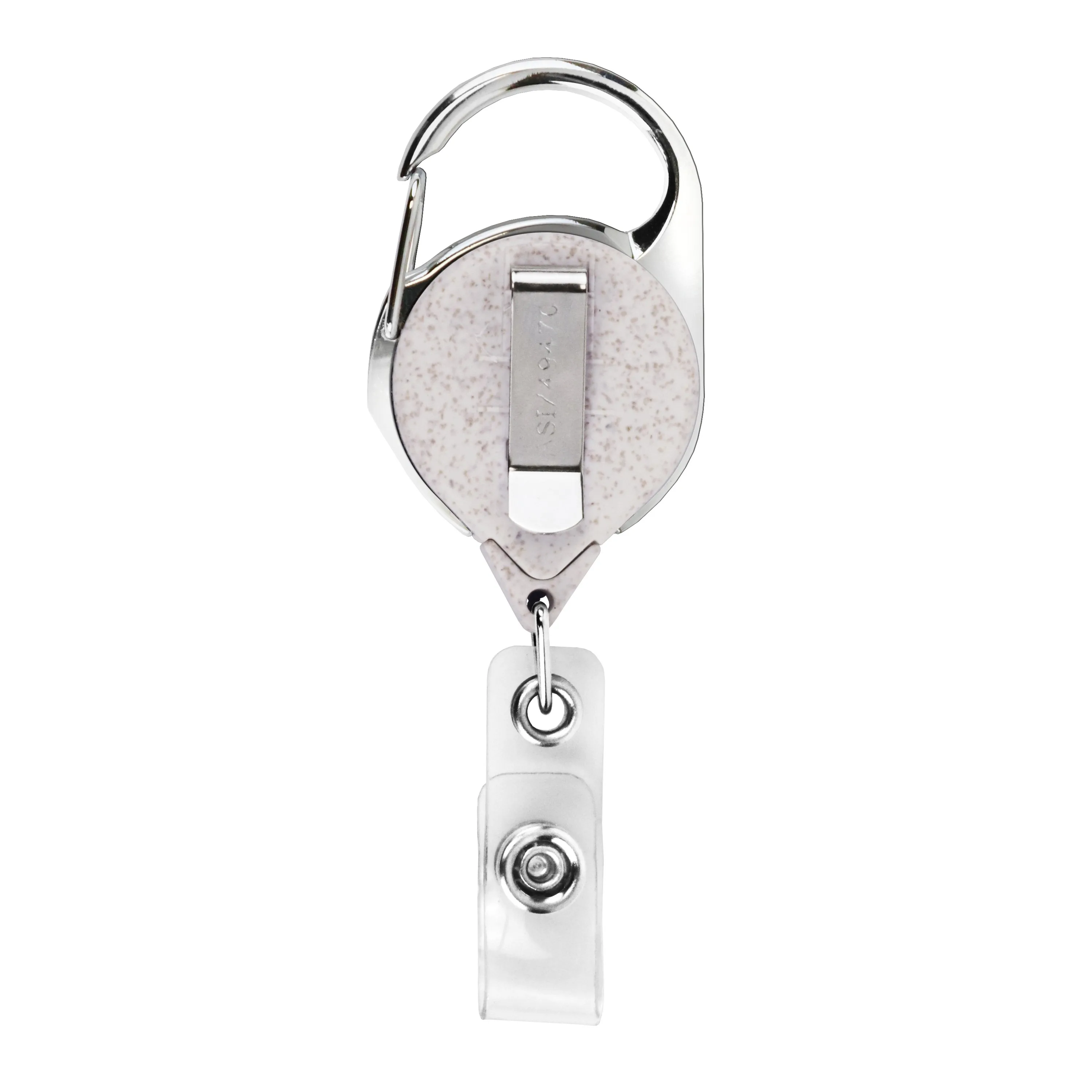 Wheat Straw Carabiner Retractable Badge Reel w/belt clip view 2