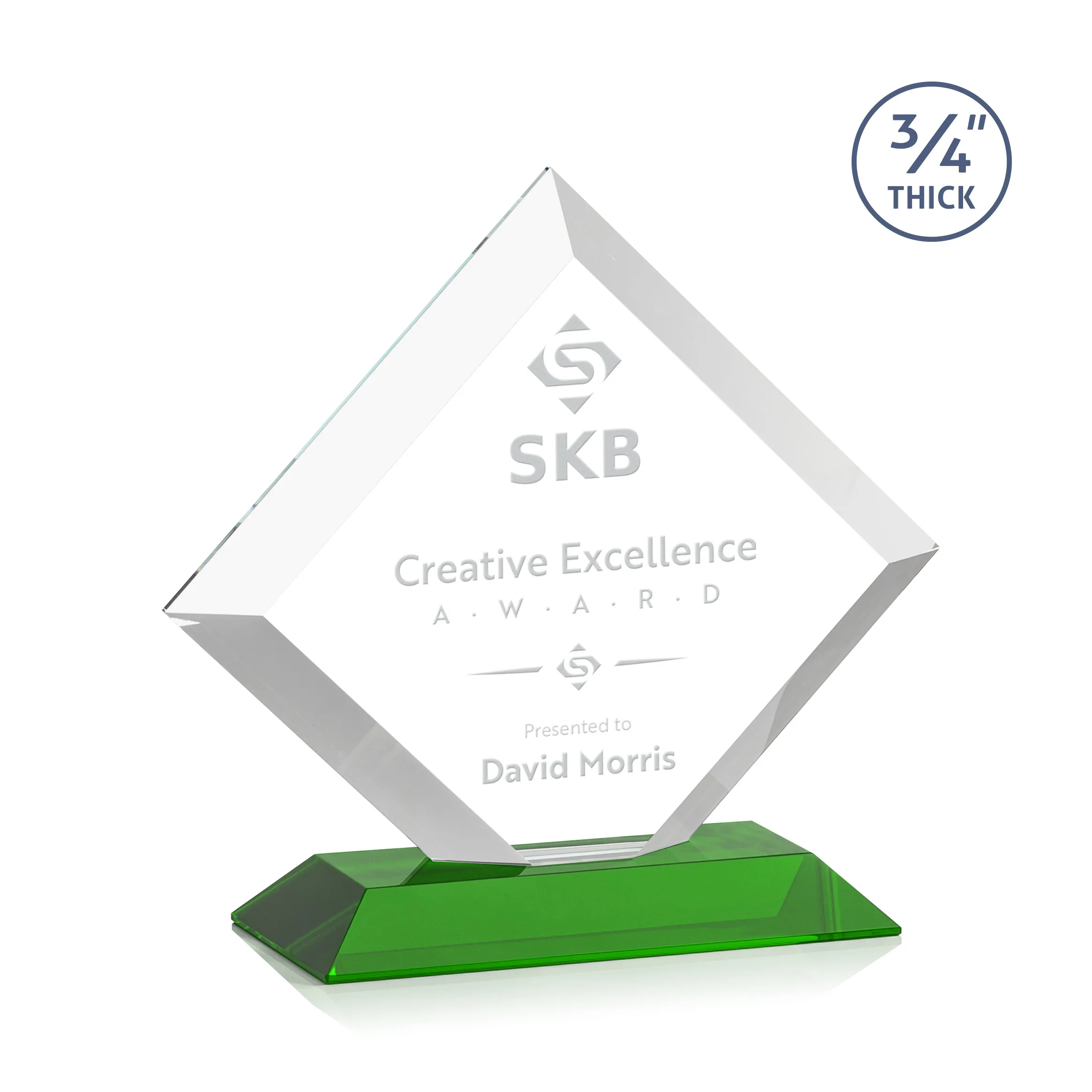 Deep Etch, Standard base, Green, 8.25" x 7.75" x 3"