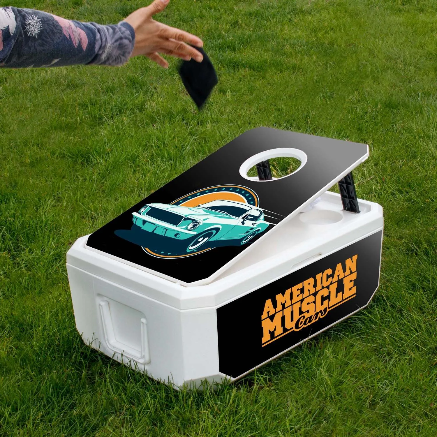 Cornhole Cooler with Imprint on Game Top and Sides view 5