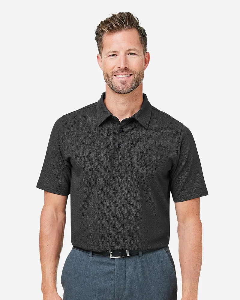 Devon and Jones® Men's Crownlux Performance® Geo Short Sleeve Polo Shirt view 2