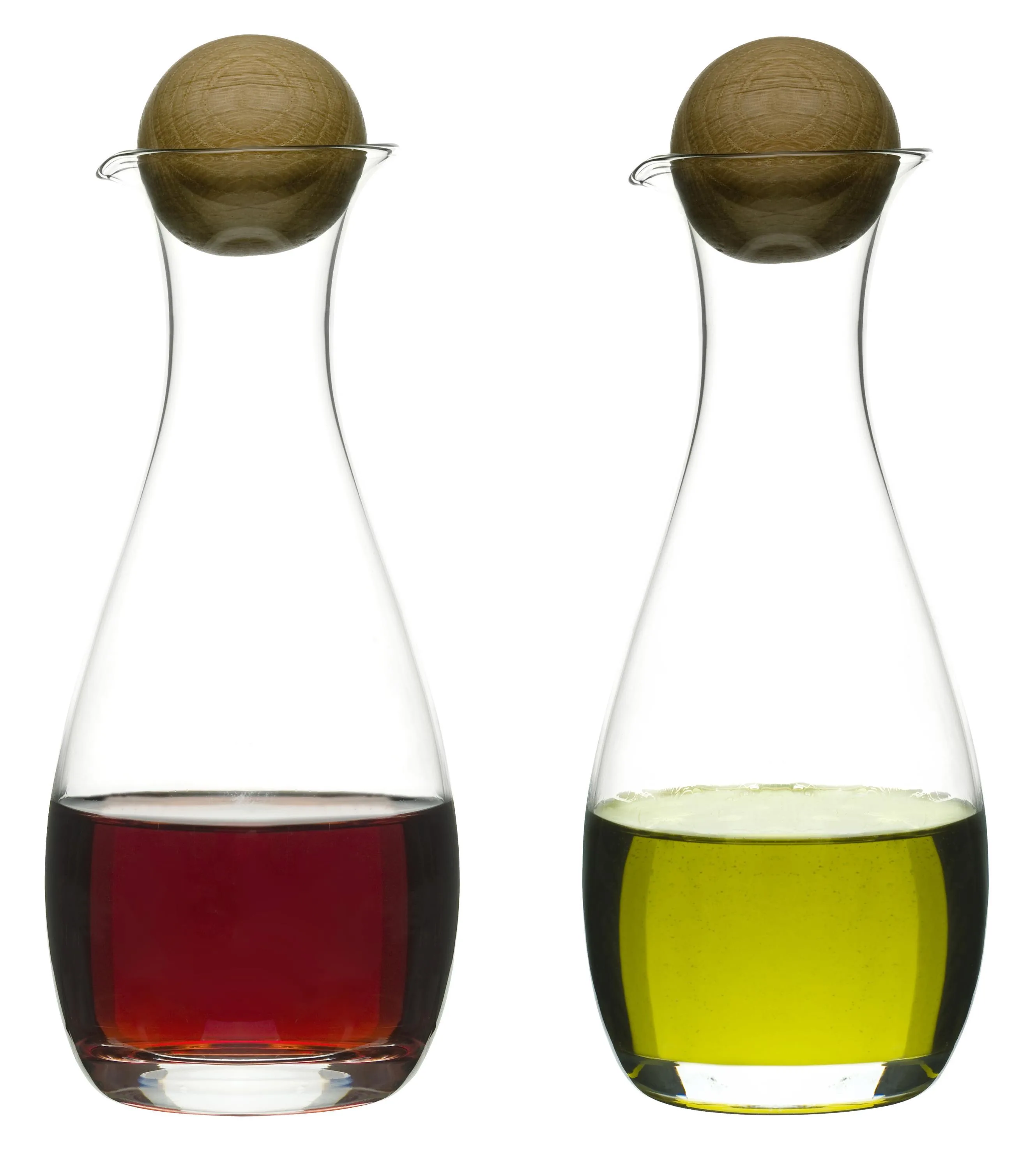 Sagaform Nature Oil And Vinegar Glass Bottles w/Oak Stoppers, Set Of 2
