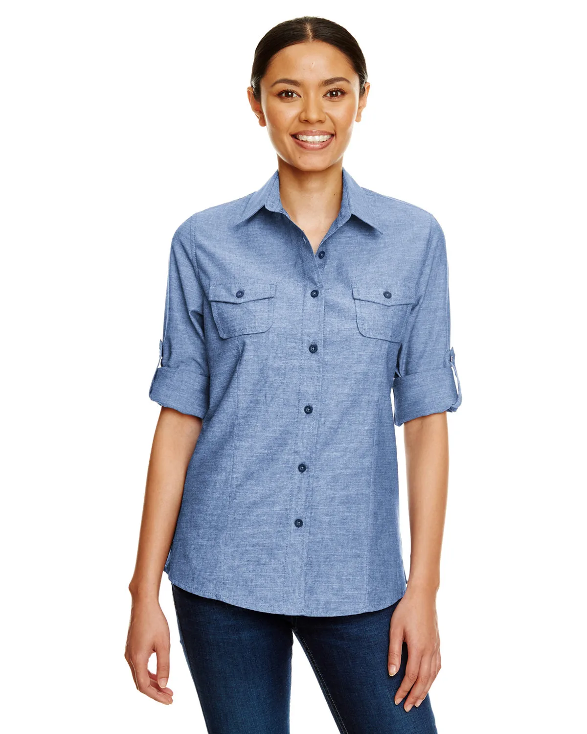 Burnside Ladies' Chambray Woven Shirt view 2