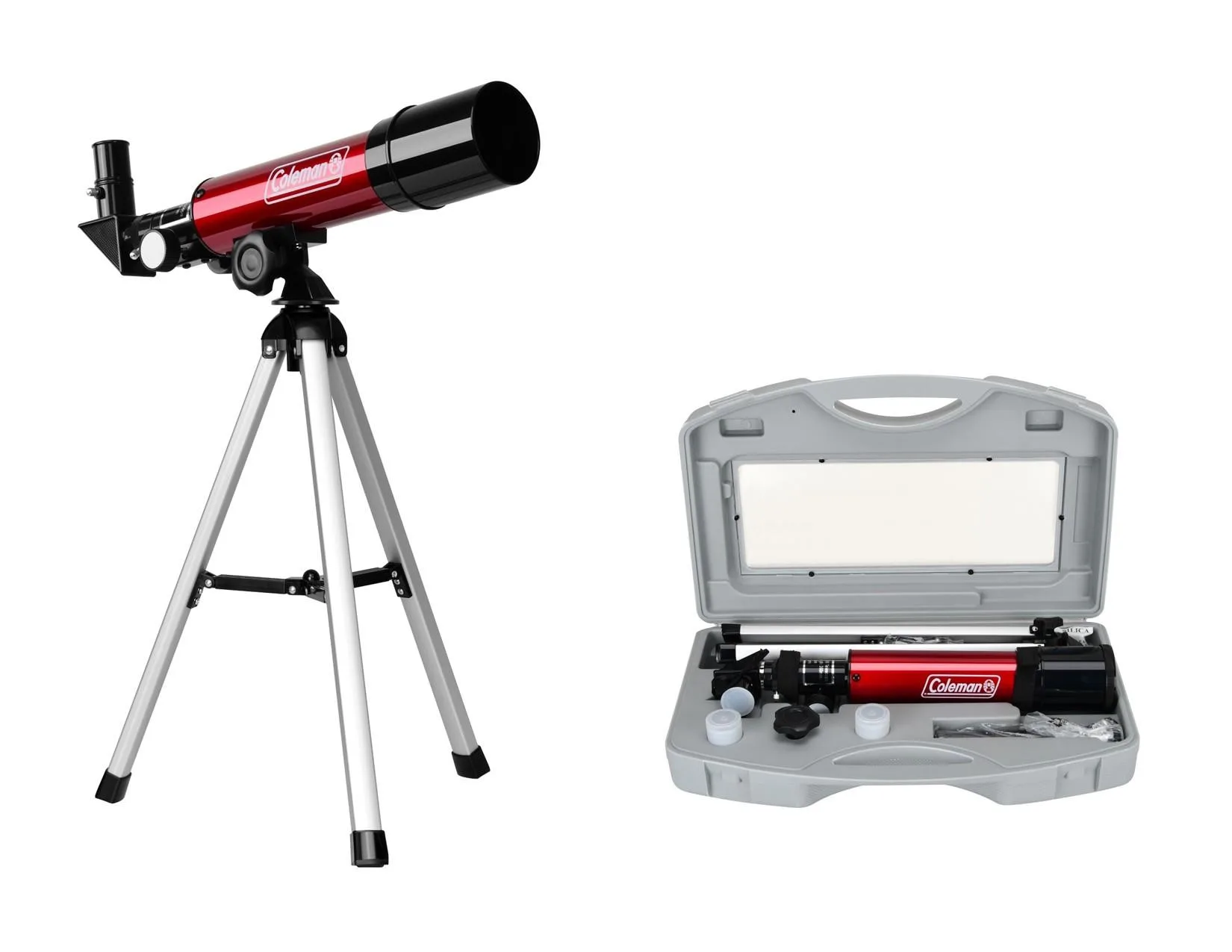 Coleman 90X Refractor Telescope W/ Carrying Case - Red