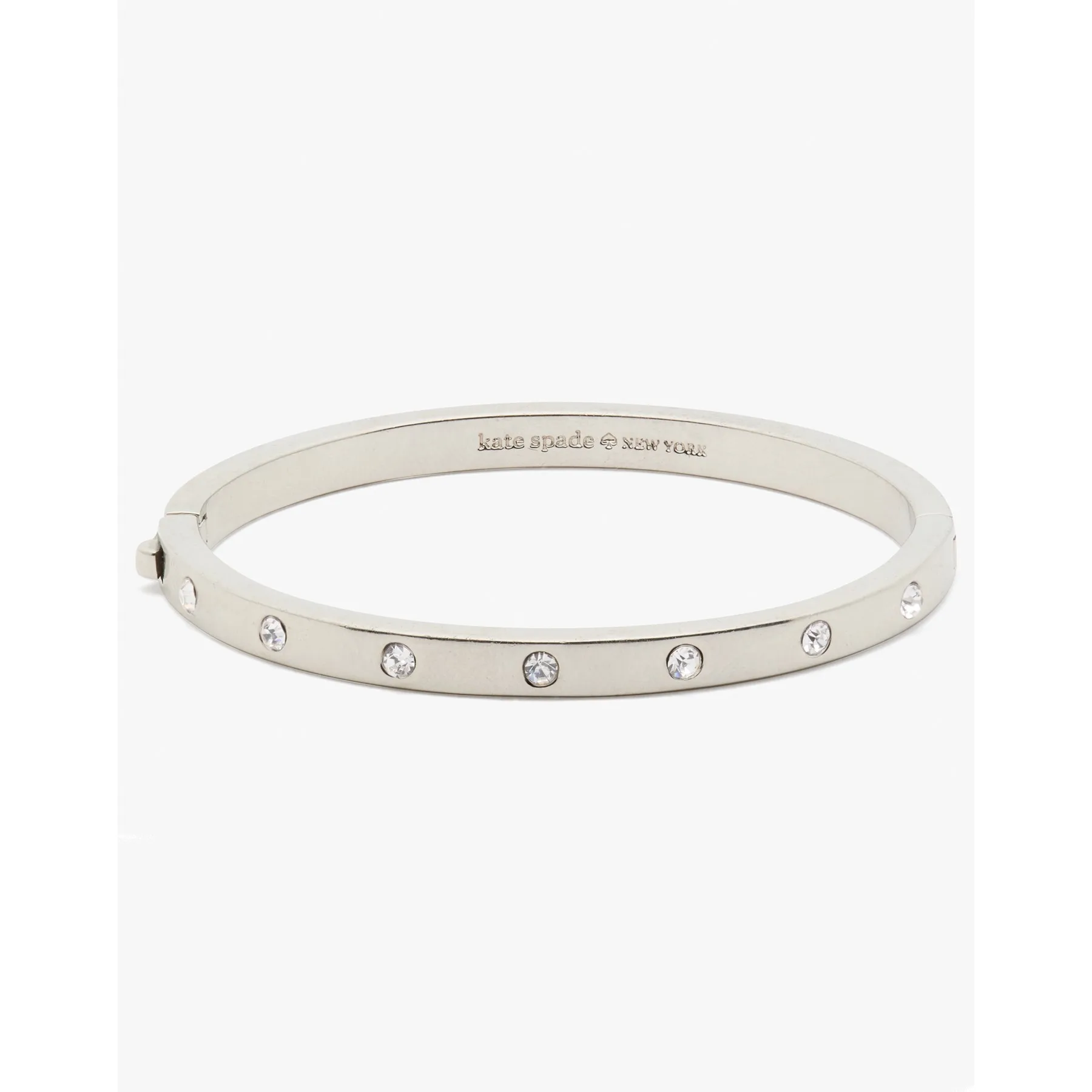 kate spade Set In Stone Hinged Silver Bangle - Clear/Silver