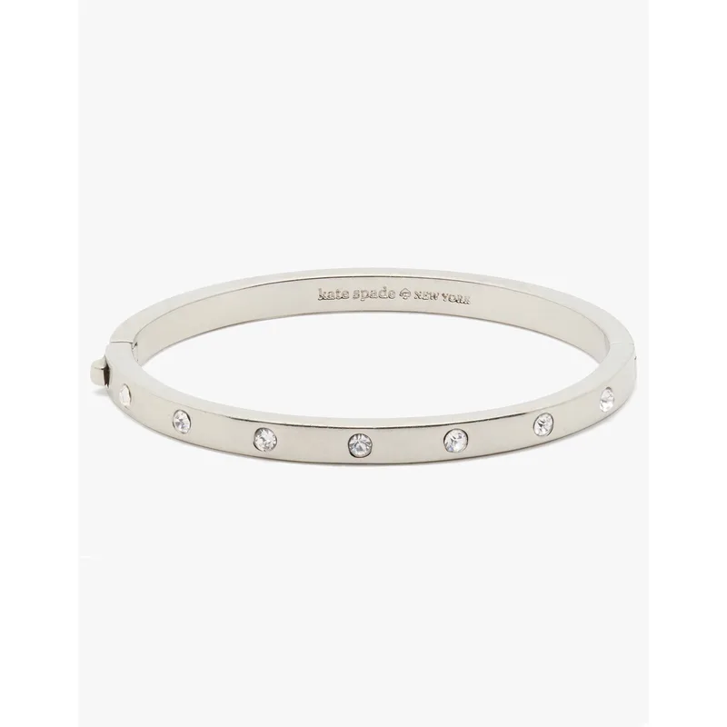kate spade Set In Stone Hinged Silver Bangle - Clear/Silver