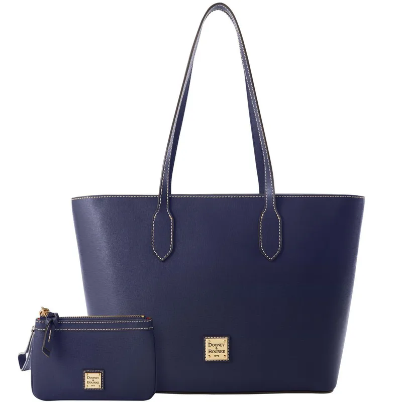 Dooney & Bourke Saffiano Tote And Medium Wristlet - Marine Blue