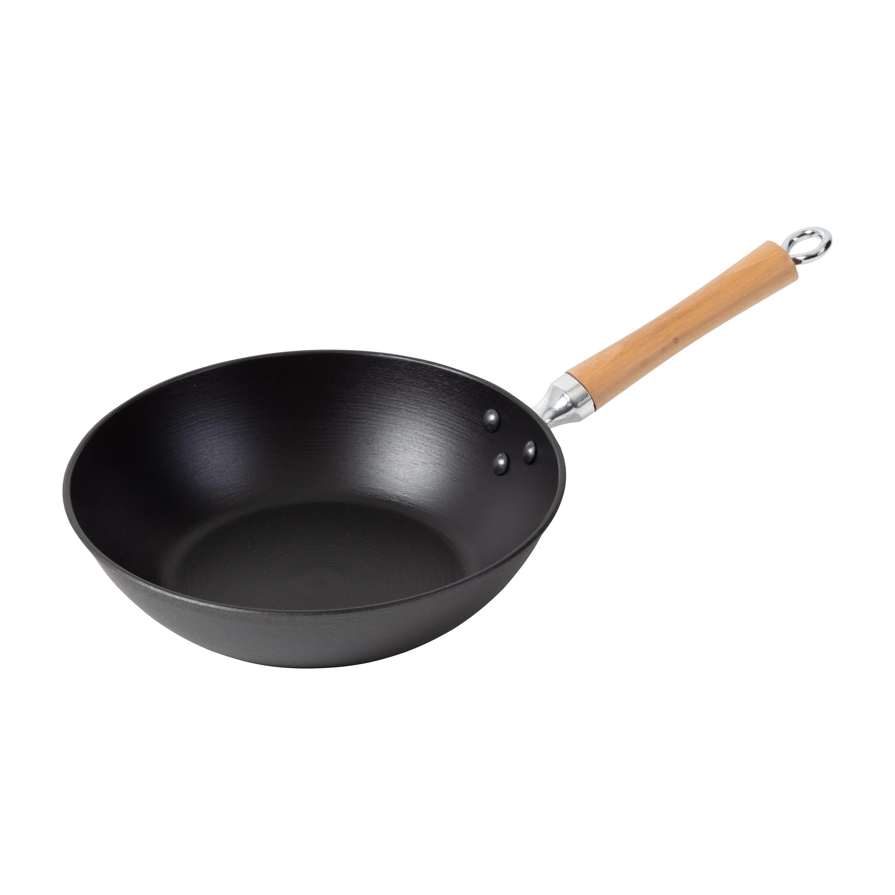 KitchenSupply Joyce Chen Professional Series 11.5" Preseasoned Cast Iron Stir Fry Pan W/Maple Handle