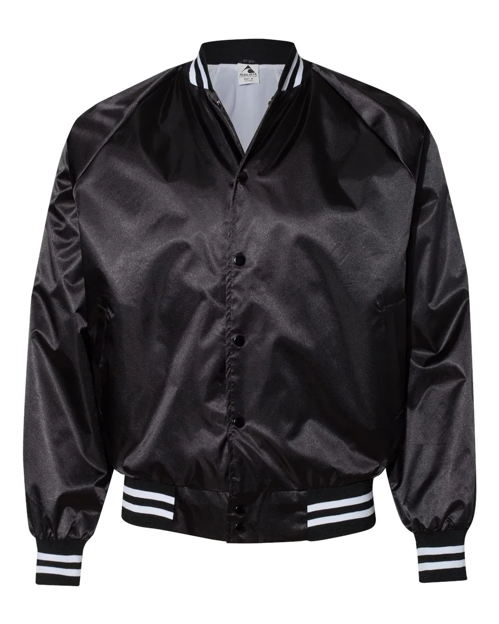 Augusta Sportswear® Satin Baseball Jacket w/Striped Trim