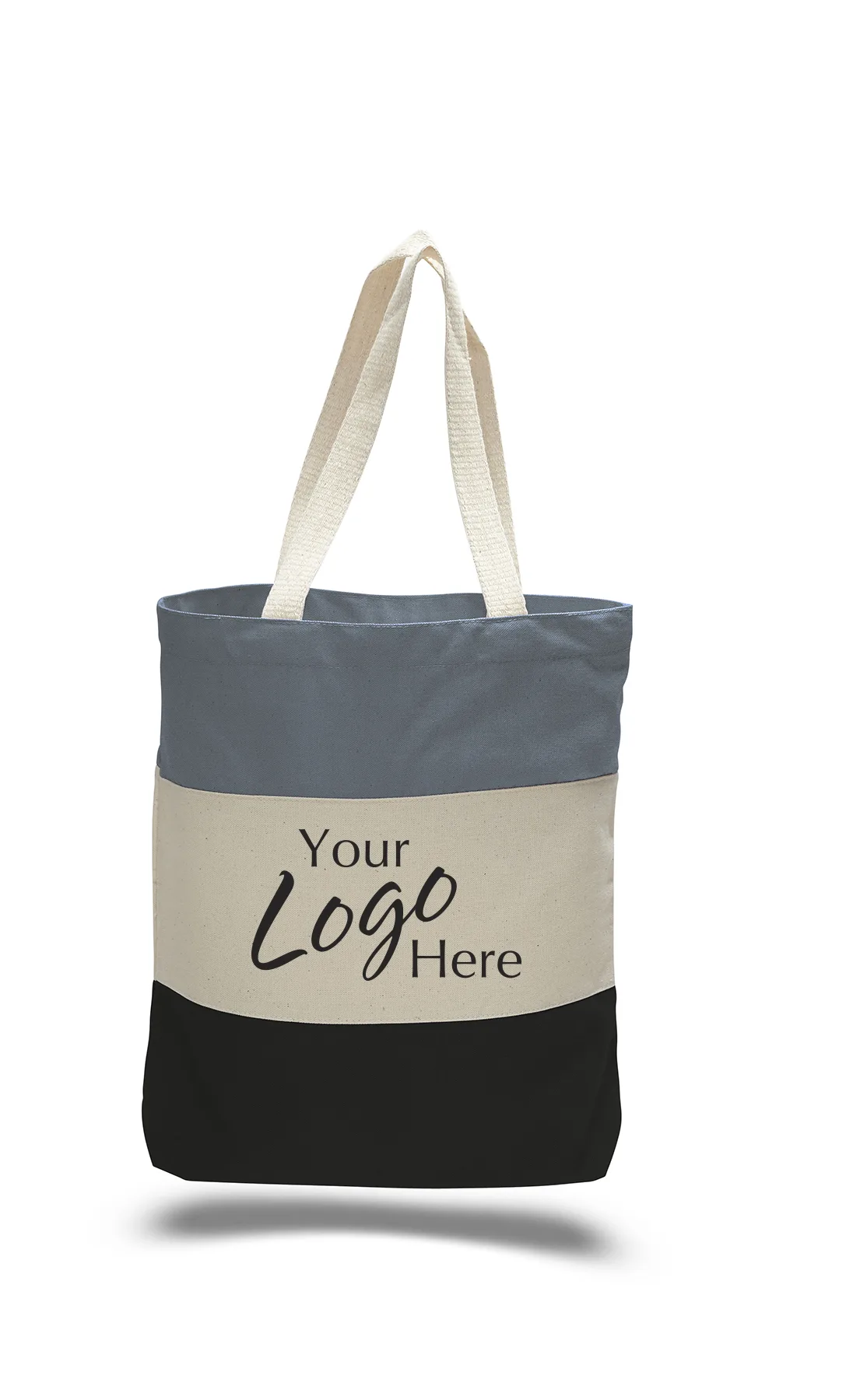 Canvas Tri-Color Bag w/3" Gusset (15"x15"x3") view 2