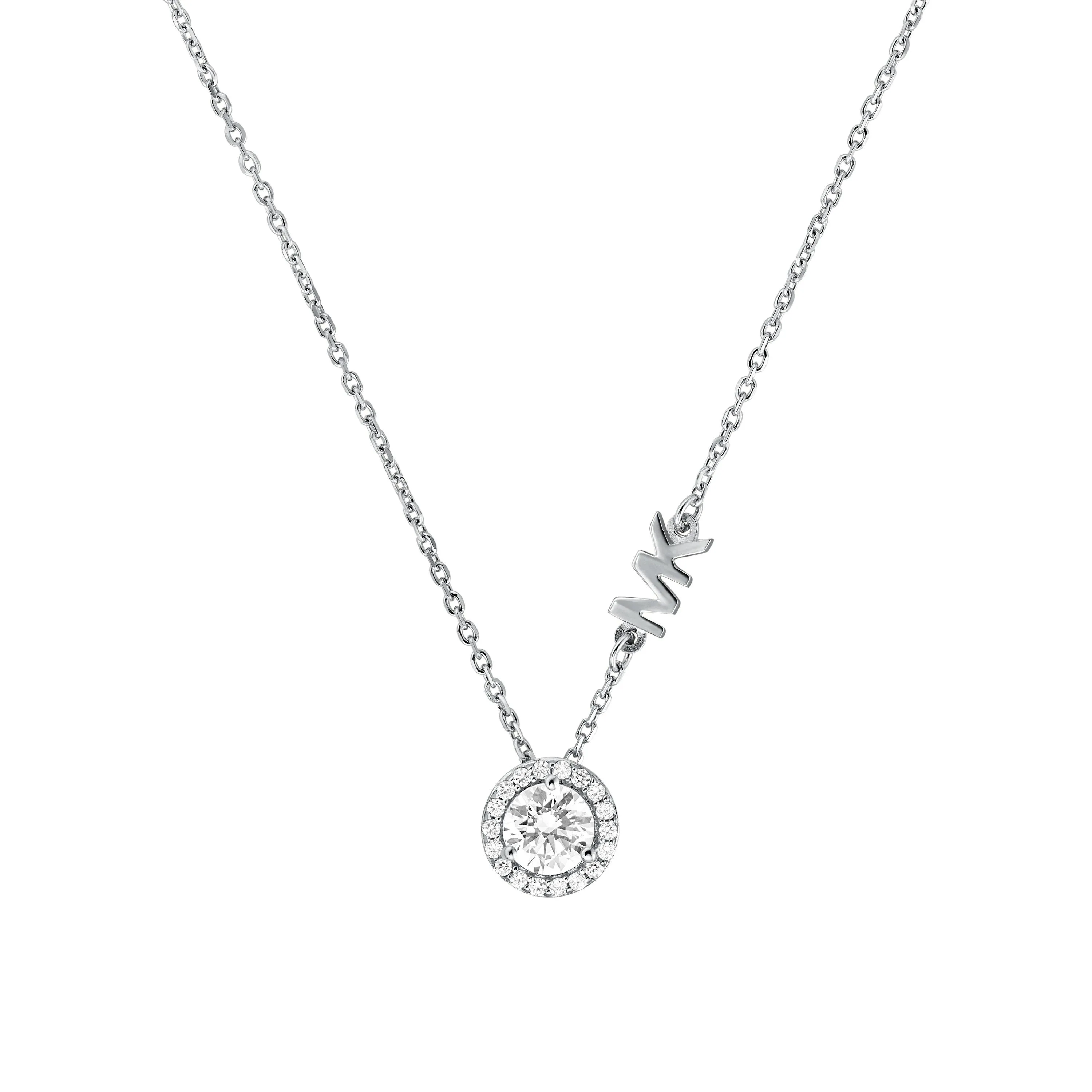 Michael Kors Sterling Silver Mk Logo Necklace Silver