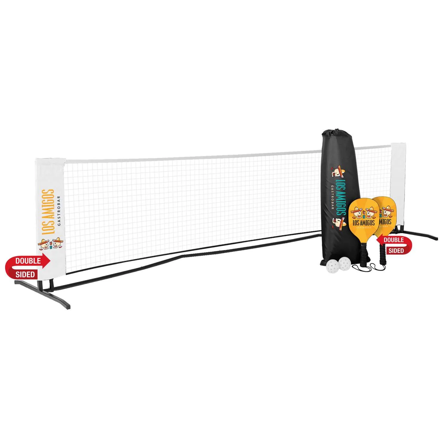 Pickleball Set Plus w/Imprinted Net & Double-sided Paddles