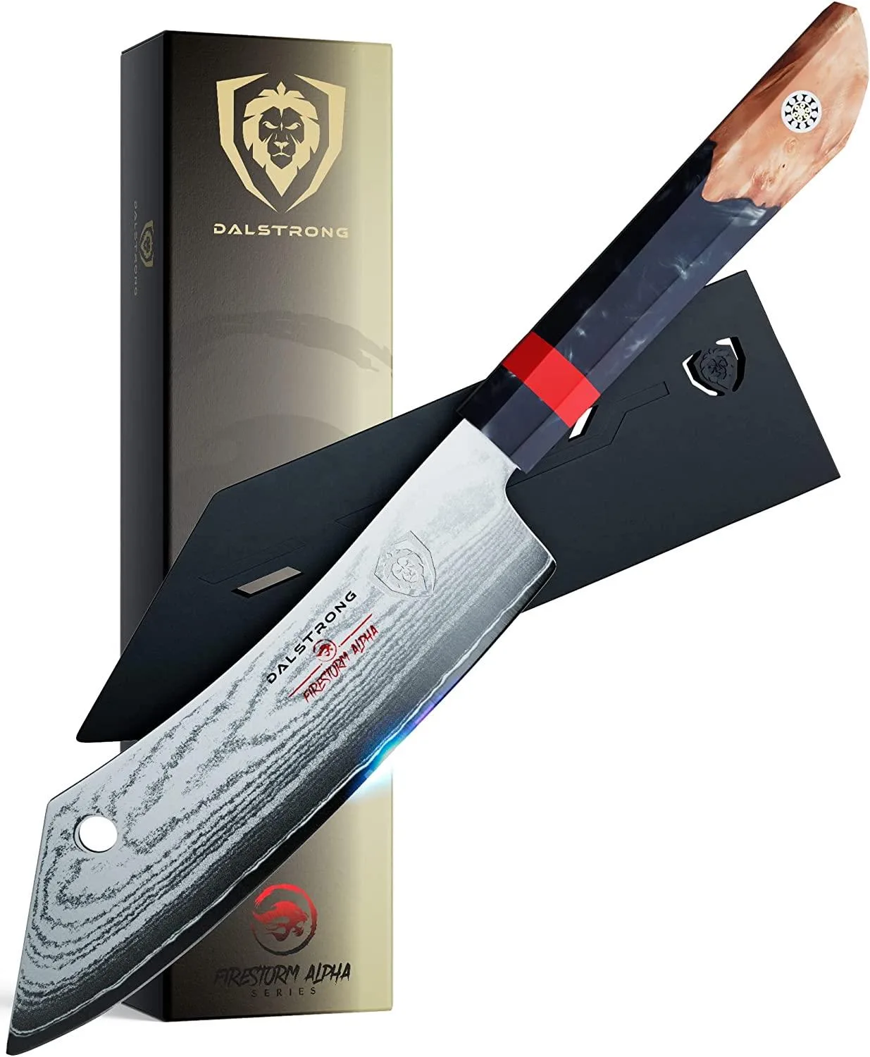 Dalstrong 8" Chef-Cleaver Hybrid Knife - Firestorm Alpha Series - High Carbon Steel-Wa Handle-Sheath