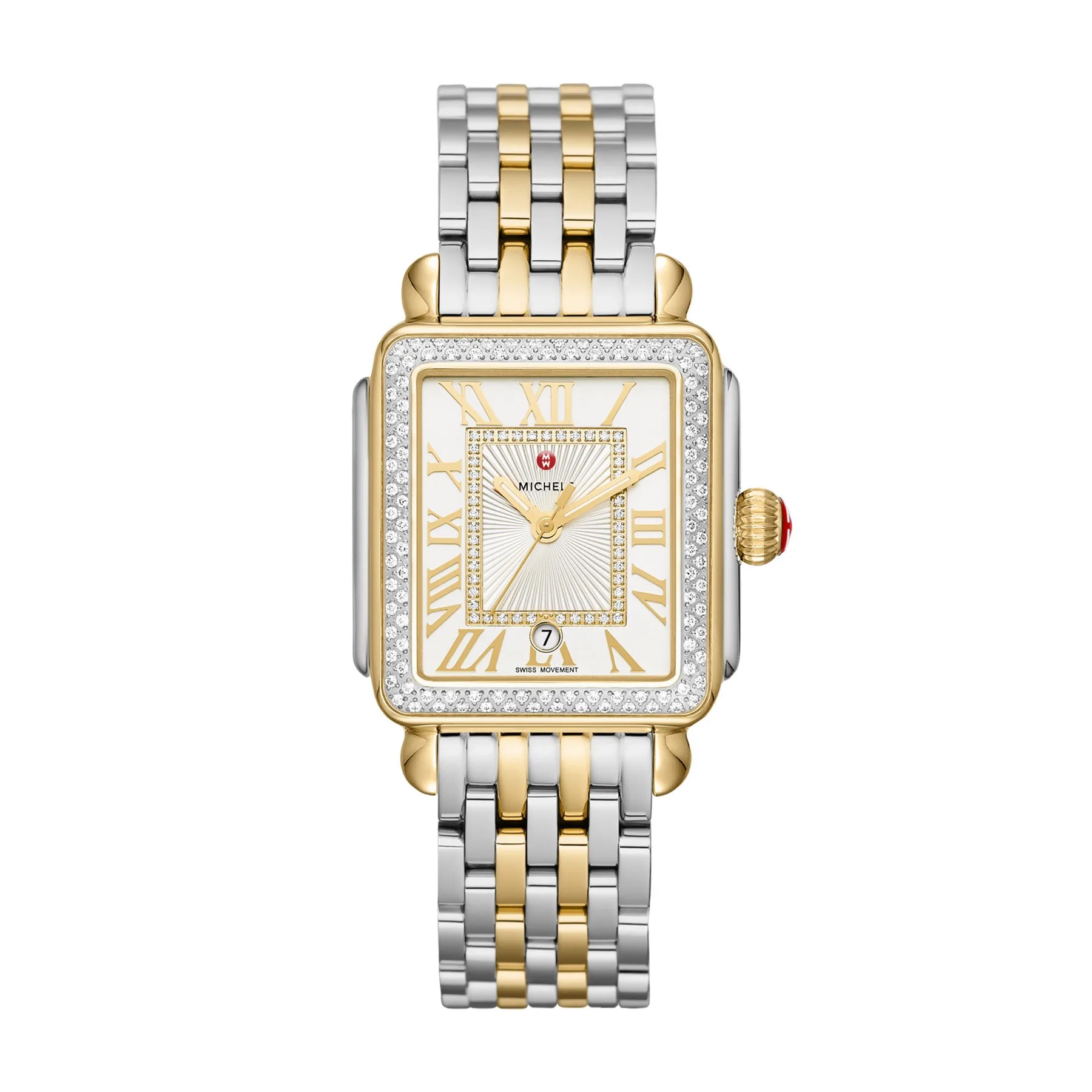 Michele Deco Madison Diamond Two-Tone 18K Gold-Plated Diamond Dial Watch