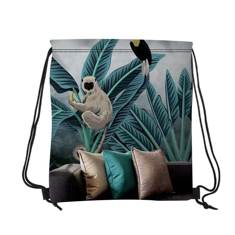 16" W X 18" H Canvas Drawstring Backpack view 2