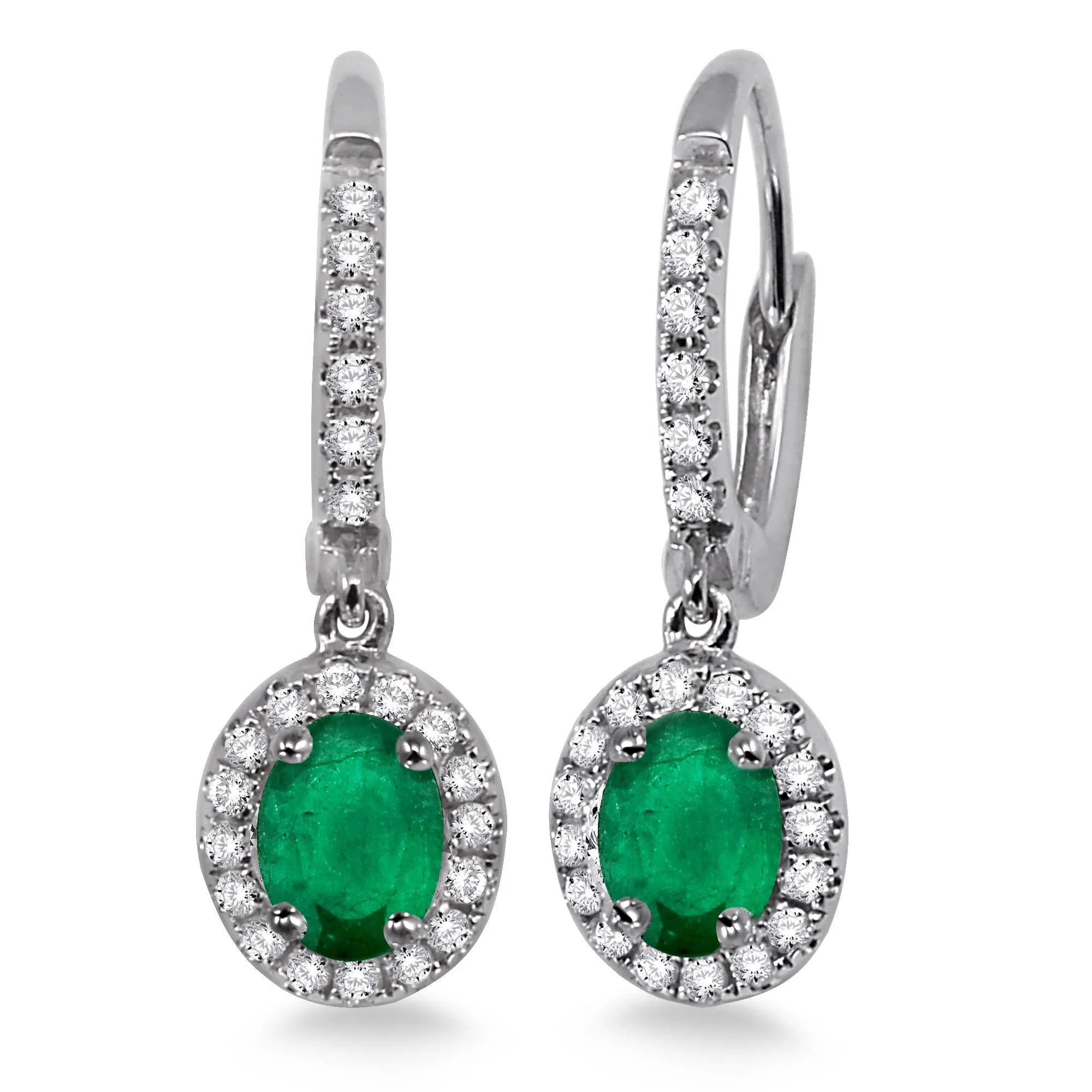 Jilco Inc Emerald And Diamond Earrings - White Gold