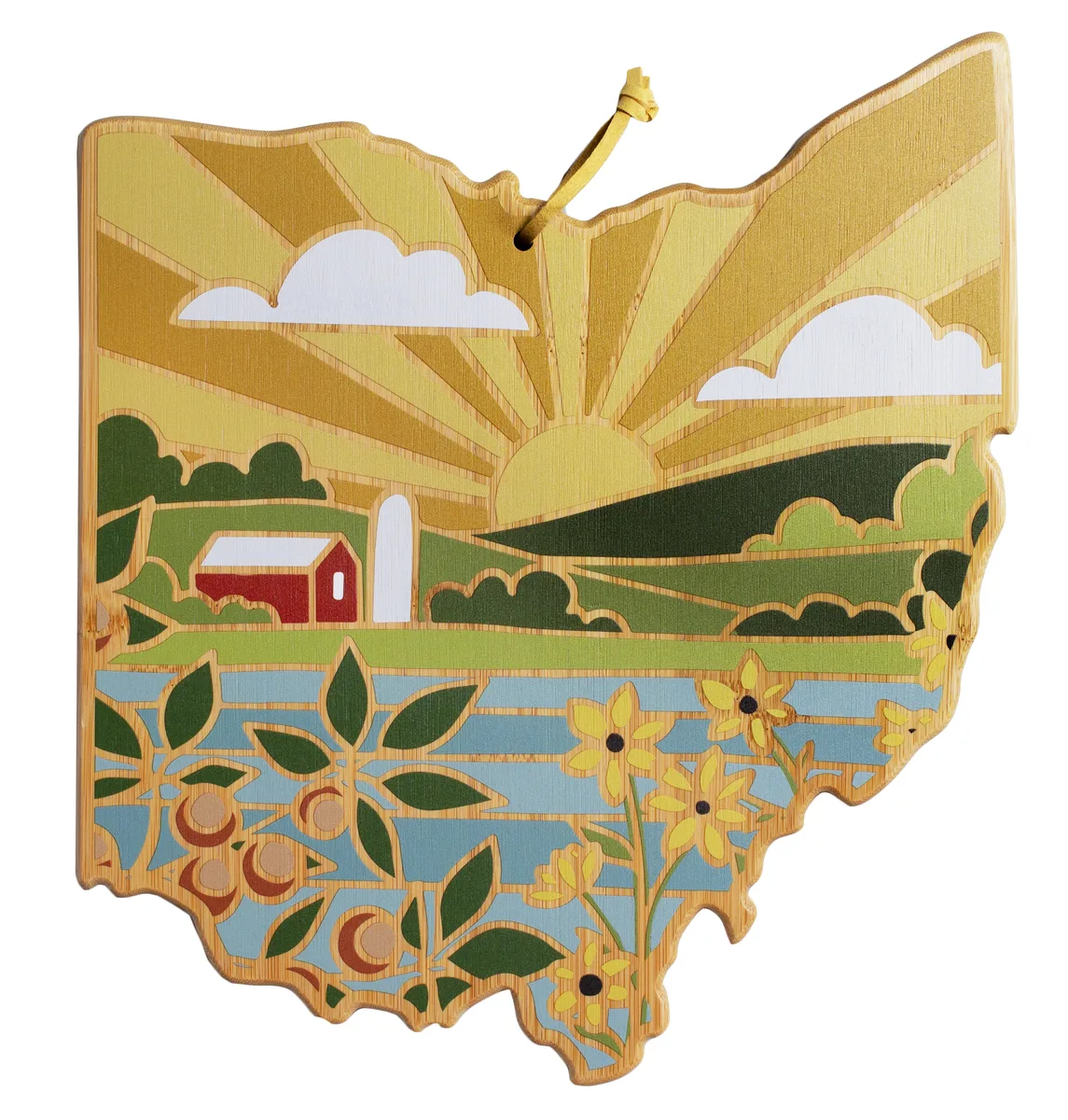 Ohio State Shaped Cutting & Serving Board w/Artwork by Summer Stokes