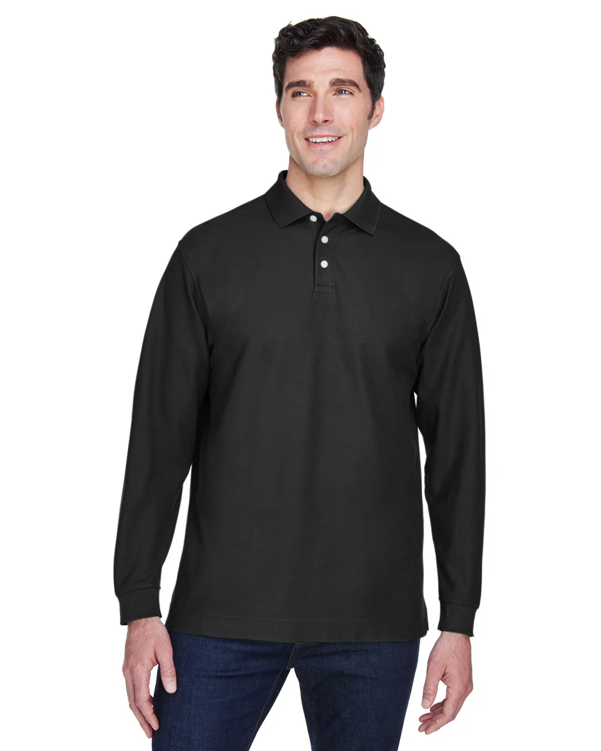 Devon and Jones Men's Pima Piqué Long-Sleeve Polo