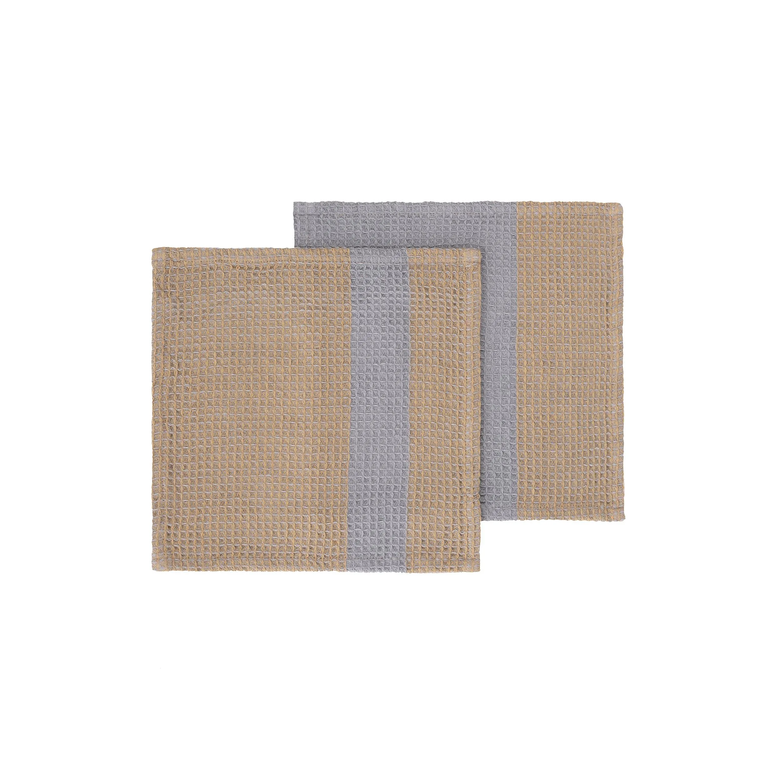 Blomus Gano Organic Cotton Waffle Dish Cloth Set Of 2 - Tan Tradewinds