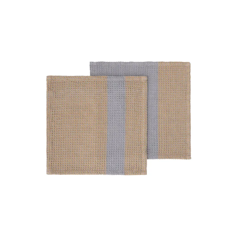 Blomus Gano Organic Cotton Waffle Dish Cloth Set Of 2 - Tan Tradewinds