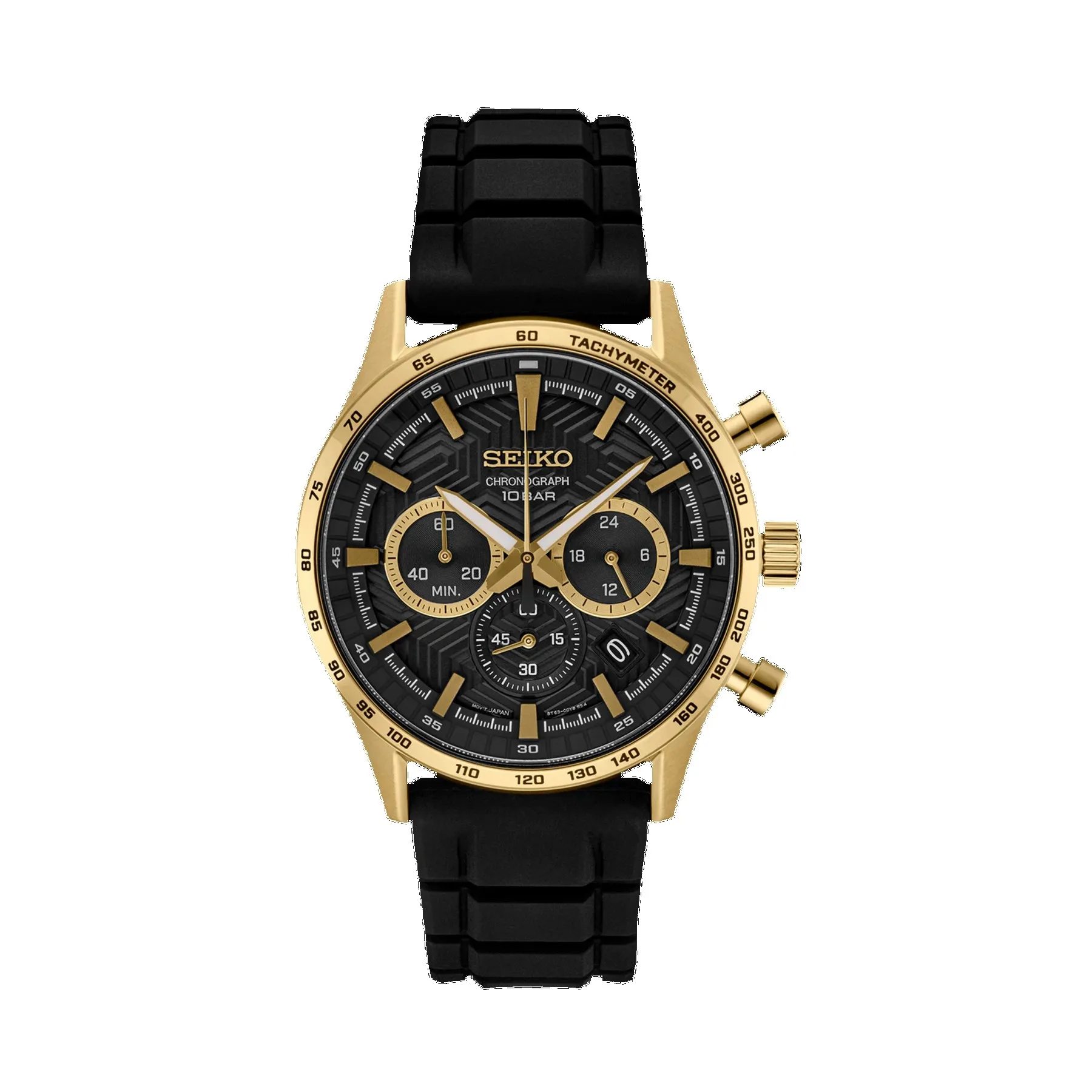 Seiko Men's Essentials Chronograph Black Silicone Watch