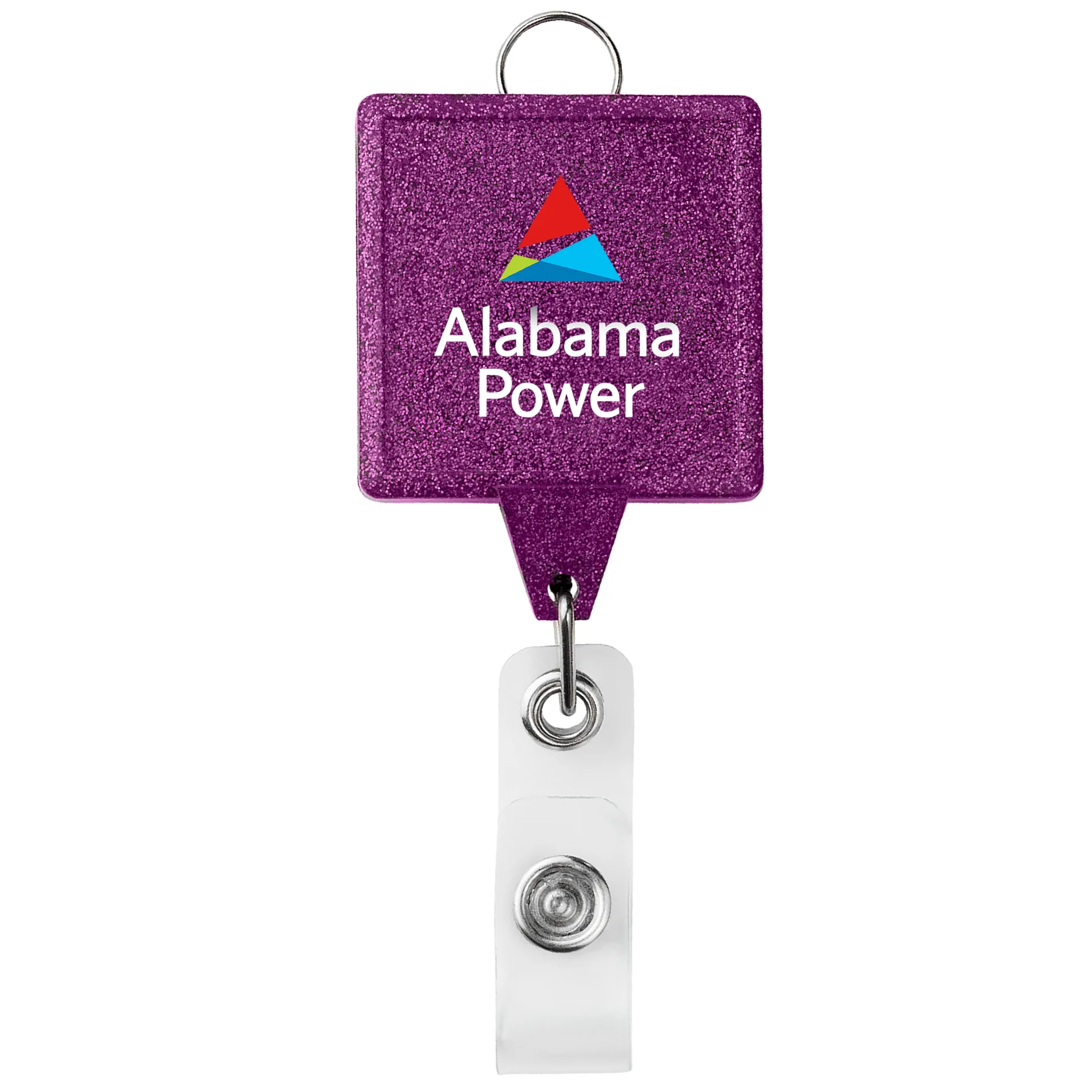 JUMBO Square Glitter Retractable Badge Reel w/lanyard attachment view 7