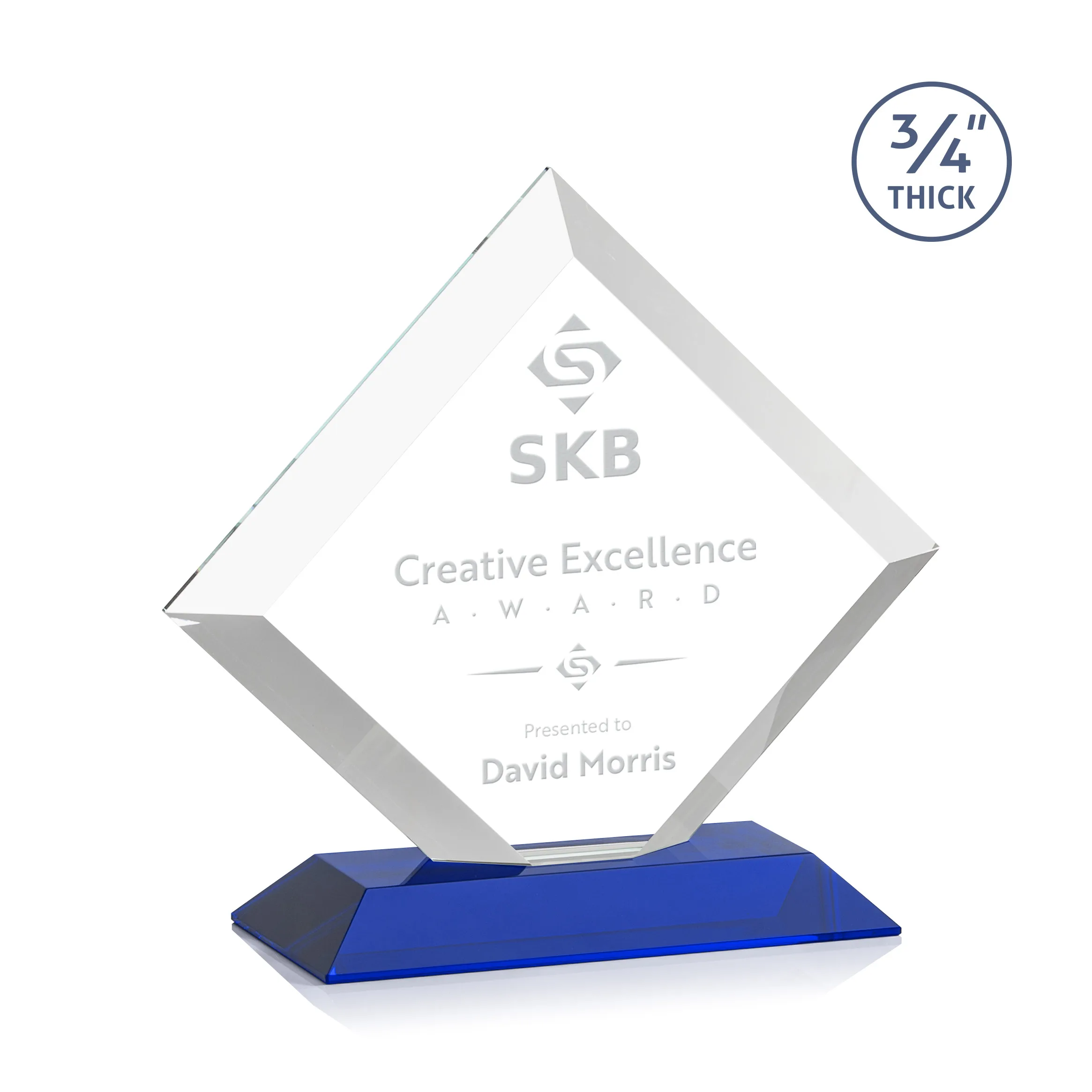 Deep Etch, Standard base, Blue, 8.25" x 7.75" x 3"
