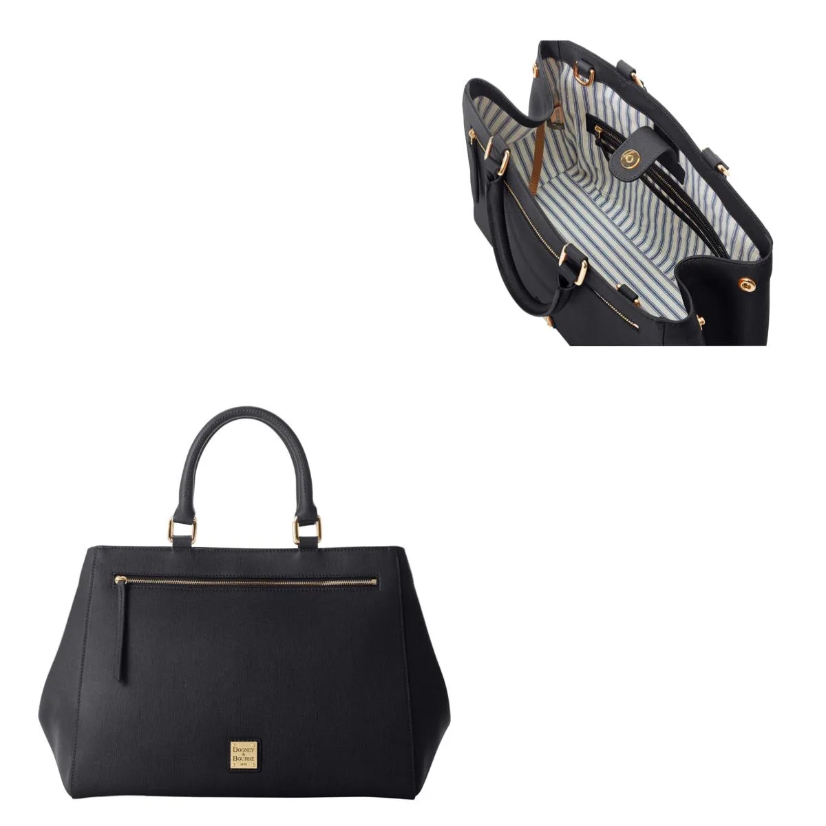 Dooney & Bourke Black Saffiano Zip Satchel