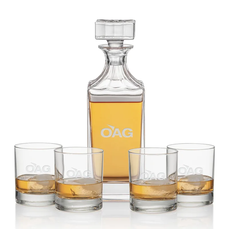 Decanter Set, Deep Etch, Decanter & 4 OTR